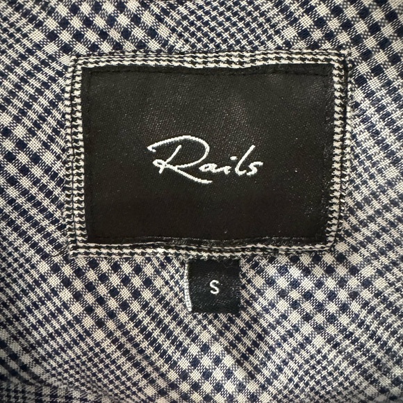 Rails Flannel Blue Black & White Plaid Long Sleeve Button Down Shirt - Picture 3 of 6